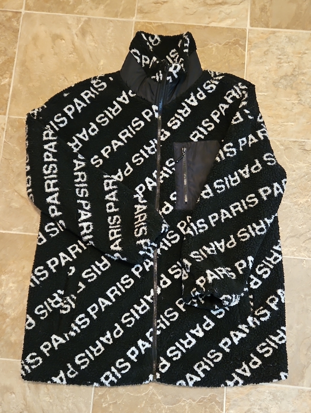 Only Black & White 'PARIS' Sherpa Jacket